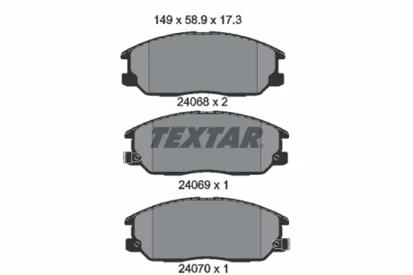 Гальмівні колодки передн, HYUNDAI H-1 CARGO, TERRACAN KIA SORENTO I LADA NIVA TRAVEL SSANGYONG KYRON SUZUKI IGNIS II 1.5-3.5 11.01- Textar 2406801
