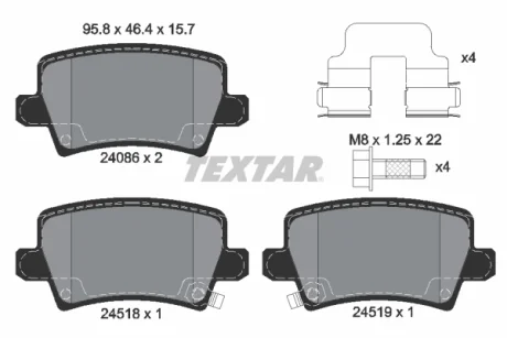 Комплект гальмівних колодок задн, HONDA CIVIC VIII 1.4-2.2D 09.05-01.12 Textar 2408601