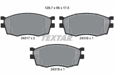 Гальмівні колодки передн, HYUNDAI ACCENT III, I20 I KIA RIO II 1.1D-1.6D 03.05-12.15 Textar 2431701
