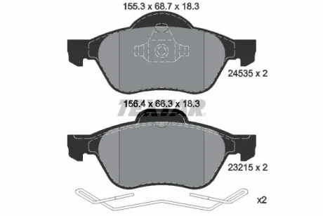 Комплект гальмівних колодок передн, RENAULT CLIO III, MEGANE II, SCENIC II 1.4-2.0D 09.02- Textar 2453501