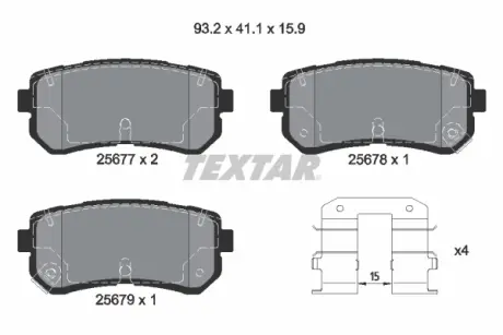 Колодки гальмівні (задні) Hyundai Creta/ix20/Sonata/Kia Ceed/Optima/Picanto 10- Q+ TEXTAR 2567701
