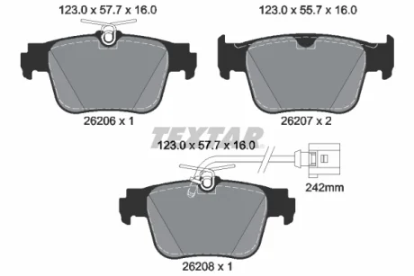 Гальмівні колодки задн, AUDI A3, A3 ALLSTREET CUPRA FORMENTOR, LEON, LEON SPORTSTOURER 1.0-2.5 11.19- Textar 2620603