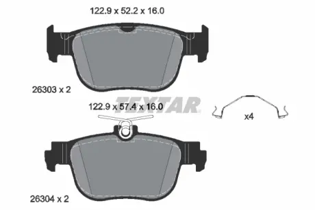 Комплект гальмівних колодок задн, AUDI A3, A3 ALLSTREET CUPRA FORMENTOR, LEON, LEON SPORTSTOURER FORD TOURNEO CONNECT V761 NADWOZIE WIELKO, TRANSIT CONNECT V761/MINIVAN 1.0-2.5 07.19- TEXTAR 2630301