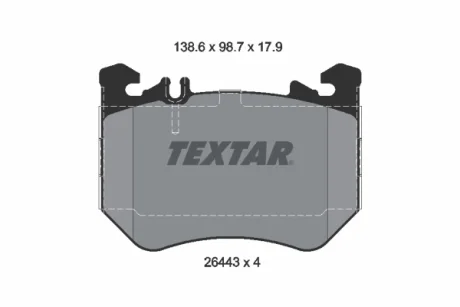 Гальмівні колодки передн, MERCEDES C T-MODEL (S206), C (W206), CLE (A236), CLE (C236), E ALL-TERRAIN (S214), E T-MODEL (S214), E (W214), GLC (C254), GLC (X254) 1.5H-6.0 09.20- Textar 2644303