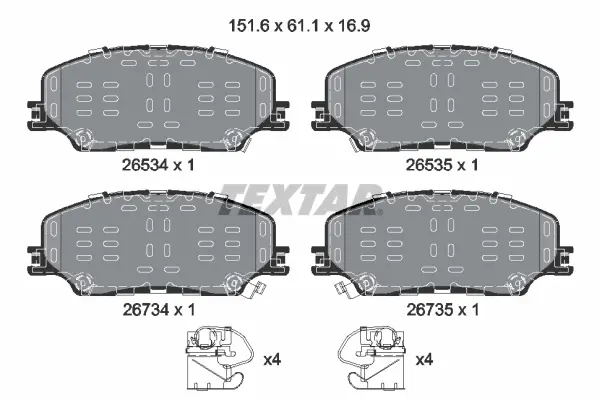 Комплект гальмівних колодок передн, ISUZU D-MAX II, D-MAX III 1.9D-Electric 06.12- Textar 2653401 (фото 1)