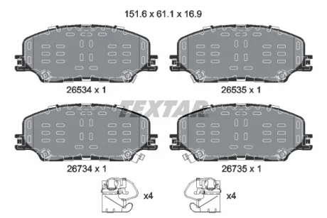 Комплект гальмівних колодок передн, ISUZU D-MAX II, D-MAX III 1.9D-Electric 06.12- Textar 2653401