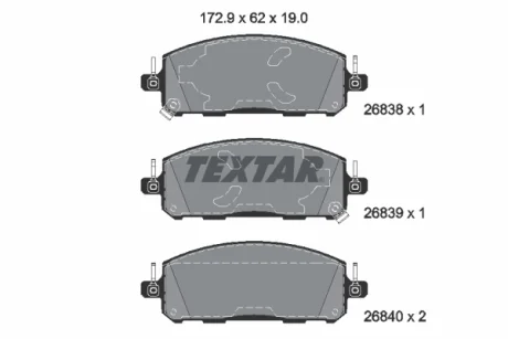 Тормозные колодки, передне Textar 2683801