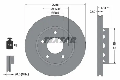Диск гальмівний задн Лів/Прав AUDI A4 B5 VW PASSAT B5, PASSAT B5.5 1.8-4.0 01.95-05.05 TEXTAR 92174205