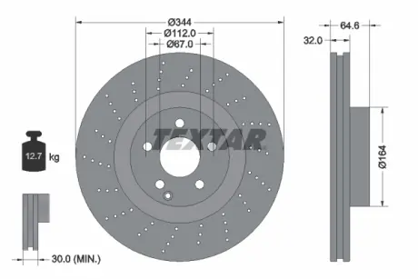Диск гальмівний (передній) MB E-class (W212)/SLK-class (R172) 11- (344x32) PRO+ TEXTAR 92224605
