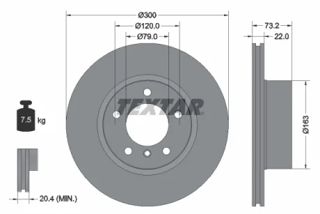 Диск гальмівний передн Лів/Прав BMW 1 (F20), 1 (F21), 3 (F30, F80), 3 (F31), 3 GRAN TURISMO (F34), 4 (F32, F82), 4 (F33, F83), 4 GRAN COUPE (F36) RENAULT MASTER III 1.5-3.0D 02.11- TEXTAR 92238503 (фото 1)