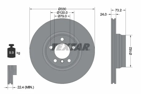 Гальмівний диск передн лів/прав BMW 2 (F22, F87), 2 (F23), 3 (F30, F80), 3 (F31), 3 GRAN TURISMO (F34), 4 (F32, F82), 4 (F33, F83), 4 GRAN COUPE (F36) 2.0-3.0D 11.11- Textar 92242003