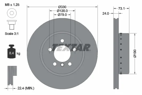 Диск гальмівний (передній) BMW Z4 (E89) 09-16 (330x24) PRO+ TEXTAR 92269725