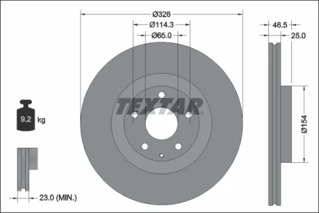 Гальмівний диск перед Textar 92337603