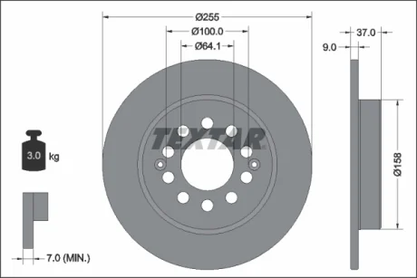 Гальмівний диск задн лів/прав MG ZS 1.0/1.5 10.17- Textar 92342703
