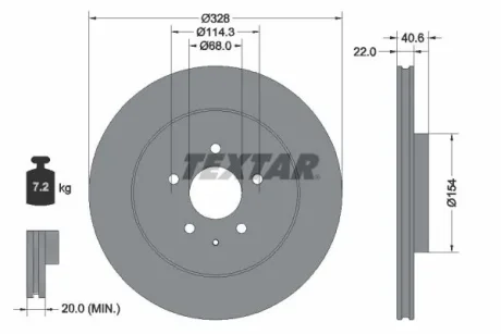 Гальмівний диск задн лів/прав MAZDA CX-60, CX-80 2.5H/3.3DH 03.22- Textar 92349003