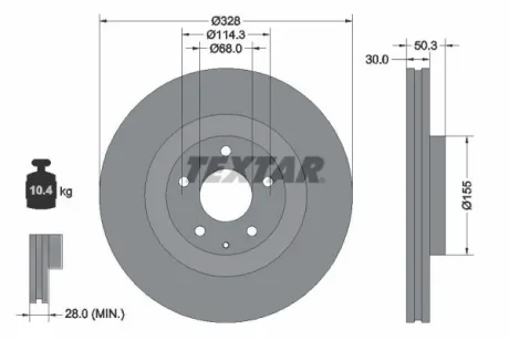 Гальмівний диск передн MAZDA CX-60 3.3DH 11.22- Textar 92352303