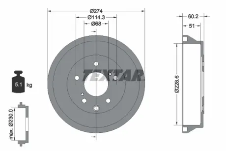 Гальмівний барабан задн NISSAN JUKE 1.2/1.5D/1.6 06.10-12.19 TEXTAR 94047800