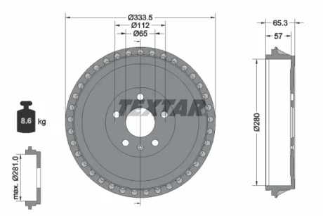 Гальмівний барабан задн AUDI Q4 E-TRON CUPRA BORN, TAVASCAN FORD CAPRI FORD USA EXPLORER SKODA ELROQ, ENYAQ IV VW ID. BUZZ, ID. BUZZ CARGO, ID.3, ID.4, ID.5, ID.7 Electric 11.19- Textar 94049000