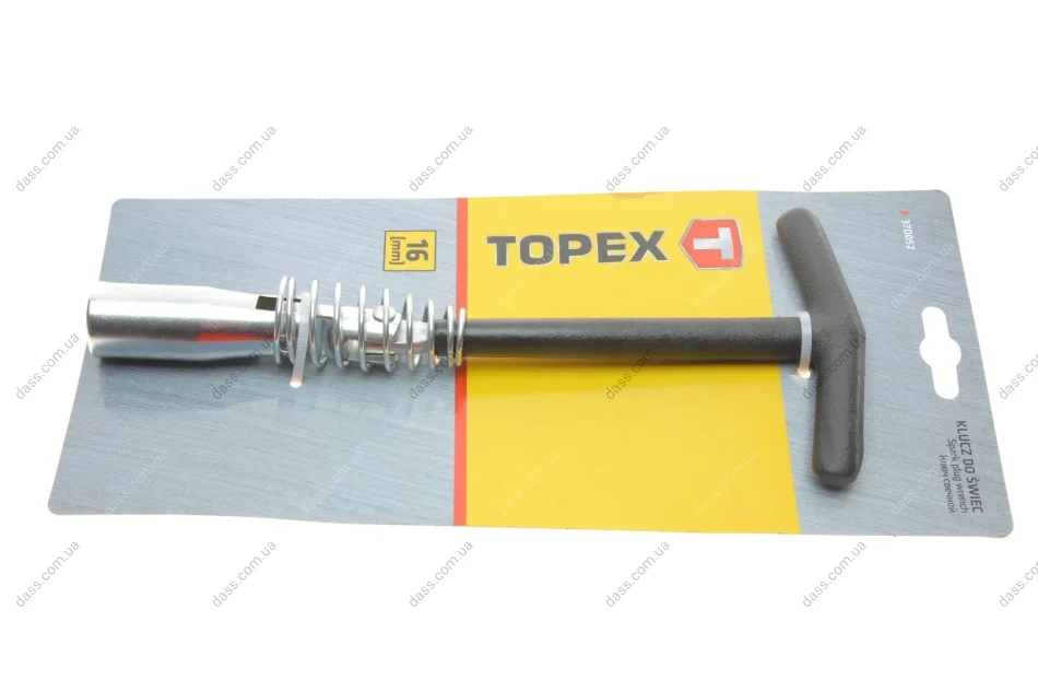 Ключ свічковий 16 мм довгий з карданом 220 мм Topex 37D052 (фото 1)