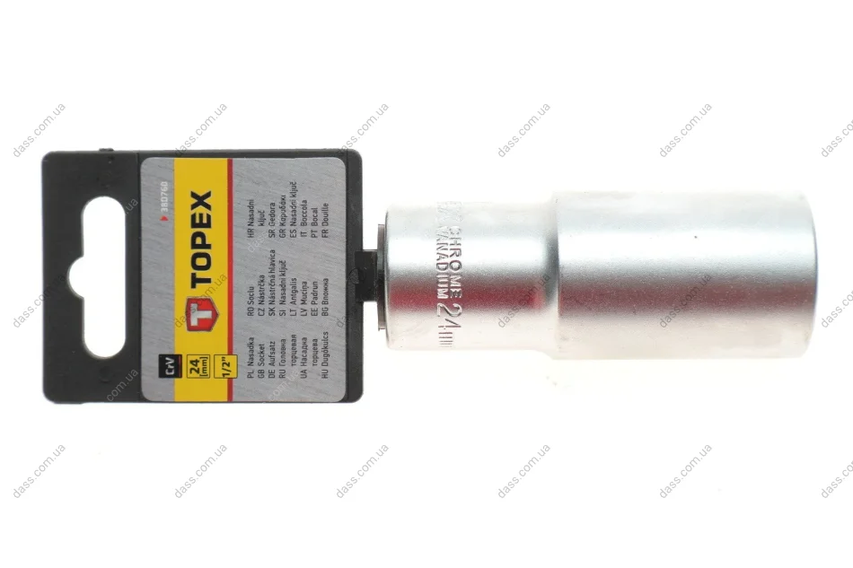 Головка торцева 1/2" 24 мм Long 76 мм Topex 38D760 (фото 1)