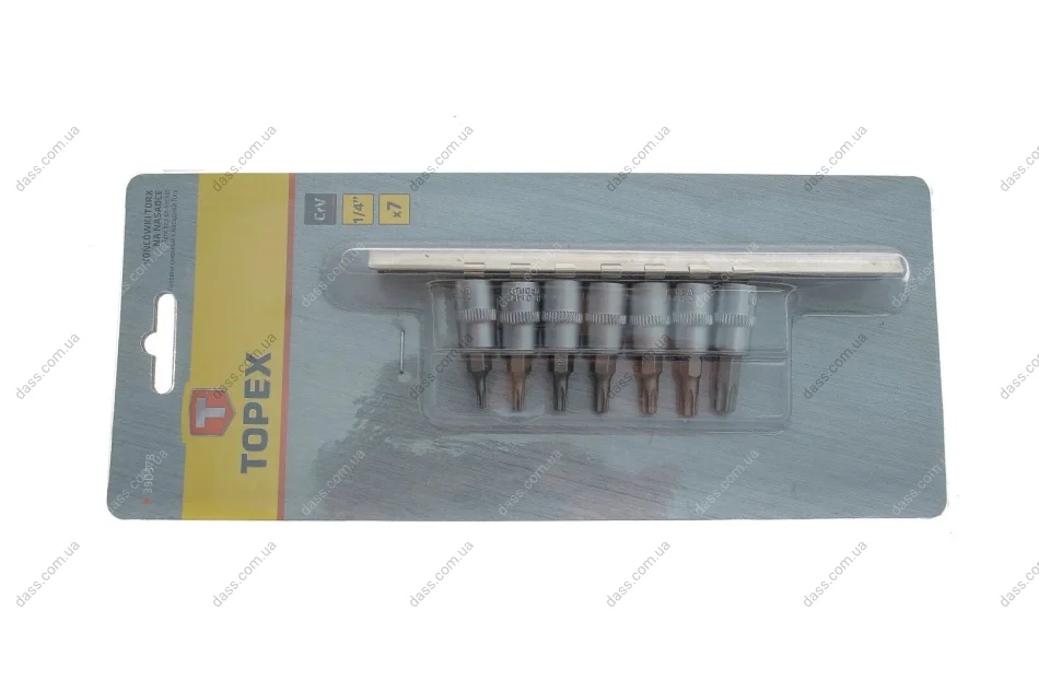 Набір головок 1/4" зі вставками Torx 7 од. Topex 39D378 (фото 1)