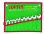 (EN) Double-ended ring wrench комплектація 10 шт, 12-кутна / HEX: 10, 11, 12, 13, 14, 15, 16, 17, 18, 19 мм, кут: 15°, футляр з тканини Toptul GAAA1002 (фото 1)
