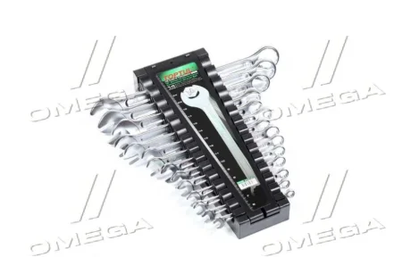 (EN) Double-ended ring wrench комплектація 14 шт, 12-кутна / HEX: 6, 7, 8, 9, 10, 11, 12, 13, 14, 15, 17, 19, 22, 24 мм, кут: 15°, у пластиковому тримачі Toptul GAAC1401
