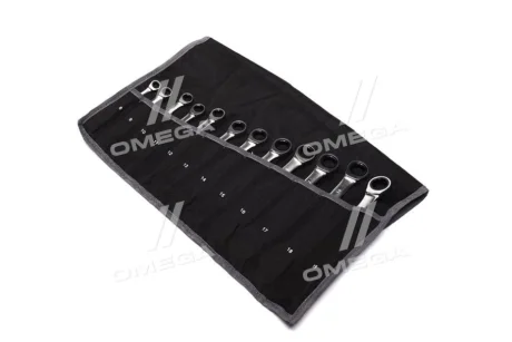 (EN) Ratchet combination wrench комплектація 12 шт, 12-кутна / HEX: 8, 9, 10, 11, 12, 13, 14, 15, 16, 17, 18, 19 мм, кут: 15°, футляр з тканини Toptul GPAQ1202