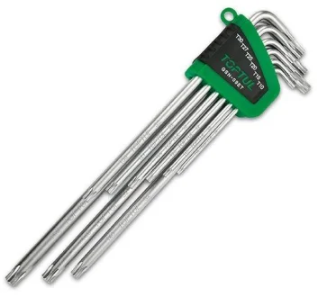 Набір ключів TORX Tamper, тип: "L" T10H, T15H, T20H, T25H, T27H, T30H, T40H, T45H, T50H, 9 шт Toptul GSN09ET