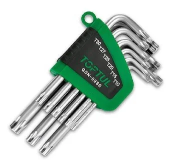 Набір ключів TORX, тип: "L" T10, T15, T20, T25, T27, T30, T40, T45, T50, 9 шт Toptul GSN09SS