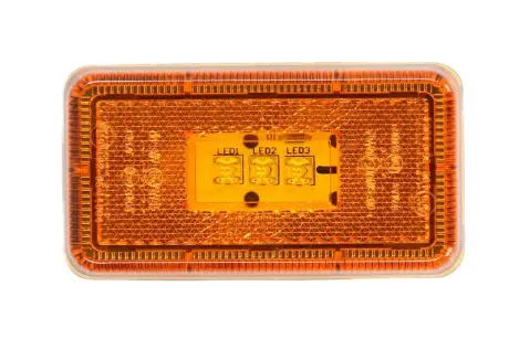 Габаритні ліхтарі Лів/Прав, жовтий/помаранчевий, LED, висота 55мм ширина 103мм глибина 15/28,5/103мм, 24В SCANIA 3, 4, 4 BUS, G I, P I, P,G,R,T, R I, T 05.87- TRUCKLIGHT SM-SC002