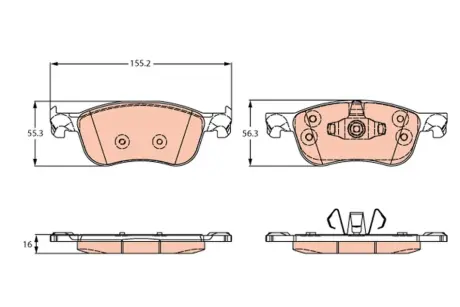 Комплект гальмівних колодок передн, FORD FIESTA VII 1.0-1.5D 05.17- TRW GDB2261