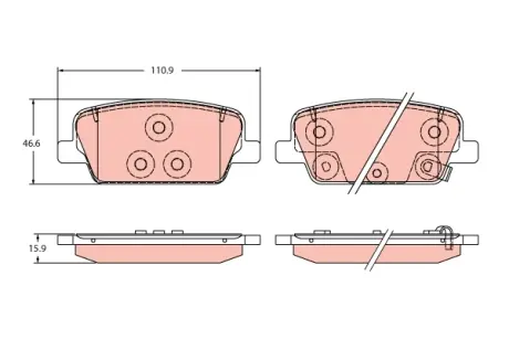 Комплект гальмівних колодок задн, HYUNDAI SANTA FE IV, SANTA FE IV/SUV 2.0D-3.5 07.18-11.20 TRW GDB2359