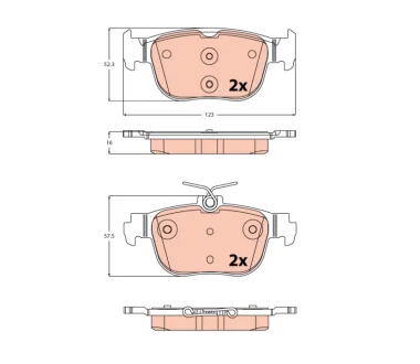 Комплект гальмівних колодок задн, AUDI A3, A3 ALLSTREET CUPRA FORMENTOR, LEON, LEON SPORTSTOURER SEAT LEON, LEON SPORTSTOURER VW CADDY CALIFORNIA V CAMPER, CADDY V 1.0-2.5 07.19- TRW GDB2373