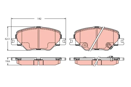 Комплект гальмівних колодок передн, OPEL INSIGNIA B, INSIGNIA B COUNTRY, INSIGNIA B GRAND SPORT 1.5-2.0D 03.17- TRW GDB2424