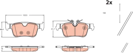 Комплект гальмівних колодок задн, VOLVO S60 III, S90 II, V60 II, V90 II, XC60 II 2.0-2.0H 03.16- TRW GDB2499