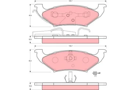 Гальмівні колодки задн, CHRYSLER GRAND VOYAGER III, VOYAGER III DODGE CARAVAN LINCOLN CONTINENTAL, CONTINENTAL TOWN CAR, TOWN CAR II PLYMOUTH VOYAGER 2.0-4.6 10.90-12.02 TRW GDB4045