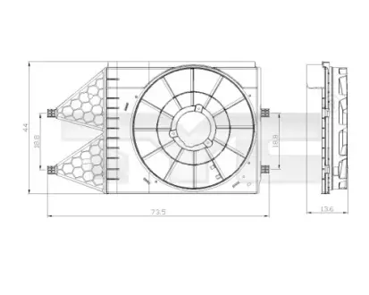 Корпус вентилятора радіатора SEAT IBIZA IV, IBIZA IV SC, IBIZA IV ST SKODA FABIA II, ROOMSTER VW POLO V 1.2-1.6LPG 09.06-05.15 TYC 837-0033-1