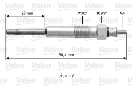 RENAULT свічка розжарювання 11V Kangoo, Ducter,Logan,Mitsubishi,Nissan Micra,Note,Primera,Opel,Clio,Laguna,Master II,Trafic II,Suzuki Valeo 345101