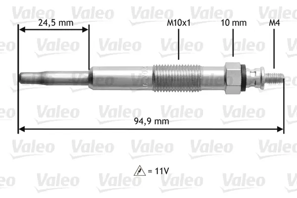 VALEO FORD свічка розжарювання FOCUS 1.8D 08 98- Valeo 345110 (фото 1)