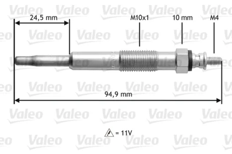 VALEO FORD свічка розжарювання FOCUS 1.8D 08 98- Valeo 345110