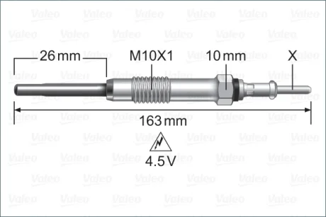 NISSAN Свічка розжарювання 4.6V Navara,Pathfinder,Qashqai,X-Trail,Opel Vivaro,Renault Trafic II,Master III 1.6/2.5dCi 06 Valeo 345235