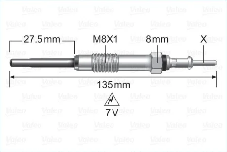 VOLVO свічка розжарювання 7V C30,S60/80,V,XC60-90 2.0/2.4D 06 Valeo 345251