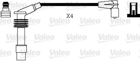 Дроти високого напруги 4шт. OPEL Astra, Omega, Vectra 1,4-2,0 Valeo 346074