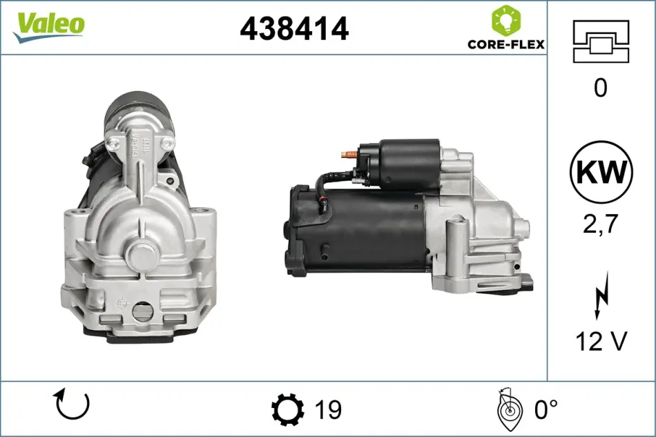 FORD Стартер 12V 2.2 кВт 19 зуб. Mondeo III, Transit 2.0/2.4TDCi Valeo 438414 (фото 1)