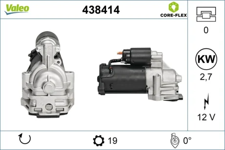 FORD Стартер 12V 2.2 кВт 19 зуб. Mondeo III, Transit 2.0/2.4TDCi Valeo 438414