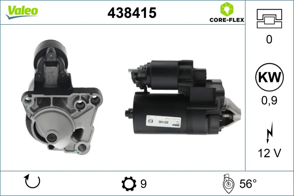 VALEO RENAULT Стартер LAGUNA I, LAGUNA II, LAGUNA III Valeo 438415 (фото 1)