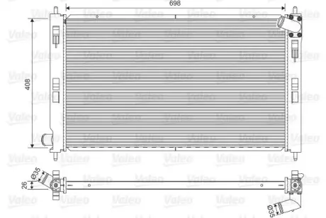 Радіатор двигуна (мкпп) CITROEN C4 AIRCROSS, C-CROSSER MITSUBISHI ASX, LANCER VIII, OUTLANDER II PEUGEOT 4008 1.6D-3.0 11.06- Valeo 701577