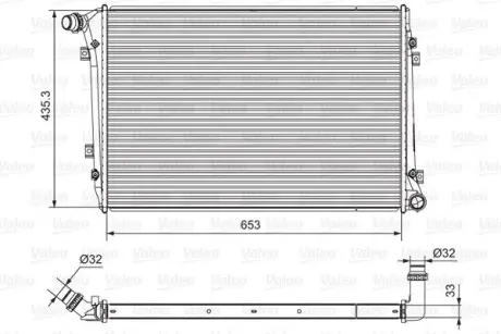 Радіатор двигуна (акпп/мкпп) AUDI A3 SEAT ALTEA, ALTEA XL, LEON, TOLEDO III SKODA OCTAVIA II, SUPERB II VW CADDY III, CADDY III/MINIVAN, EOS, GOLF PLUS V, GOLF V, JETTA III 1.6-2.0D 05.03-07.15 Valeo 701664