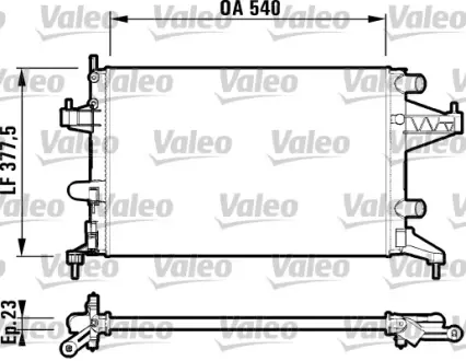 Радіатор двигуна OPEL COMBO TOUR, COMBO/MINIVAN, CORSA C, CORSA C/HATCHBACK, TIGRA 1.0-1.8 09.00- Valeo 732825